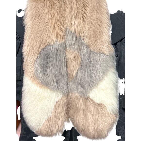 Ann Taylor The Loft Faux Fur Scarf Two Way Multicolor Pink Lavender Cream Winter - Picture 8 of 8